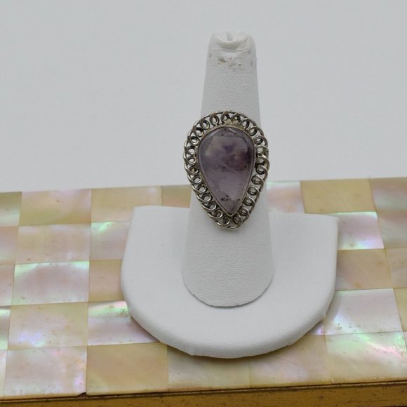 Amethyst & Sterling Silver Artisan Ring Size 7 1/2 - Picture 7 of 9